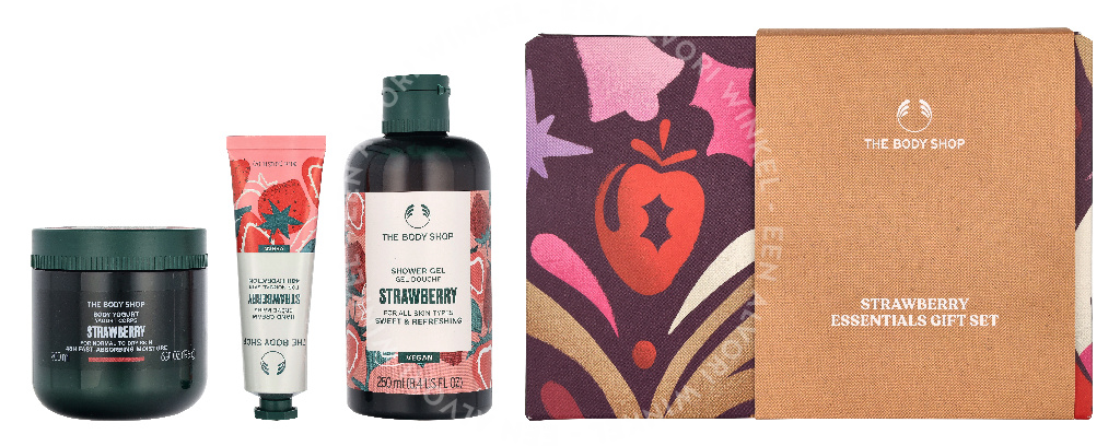 The Body Shop G3 Small Strawberry Giftset 140ml Hand Cream 30ml/Body Butter 50ml/Shower Cream 60ml