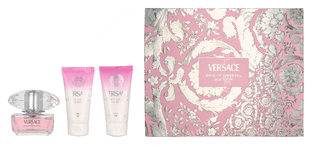 Versace Bright Crystal Giftset 150ml Edt Spray 50ml/Bath & Shower Gel 50ml/Body Lotion 50ml