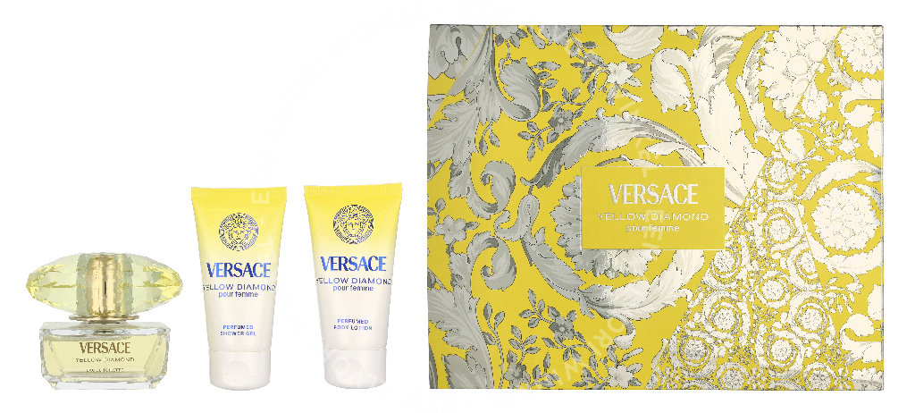 Versace Yellow Diamond Giftset 150ml Edt Spray 50ml/Bath & Shower Gel 50ml/Body Lotion 50ml