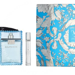 Versace Eau Fraiche Giftset 110ml Edt Spray 100ml/Edt Spray 10ml/Black Trousse