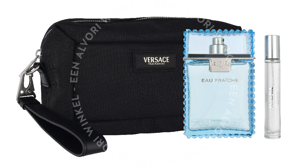 Versace Eau Fraiche Giftset 110ml Edt Spray 100ml/Edt Spray 10ml/Black Trousse - Afbeelding 3