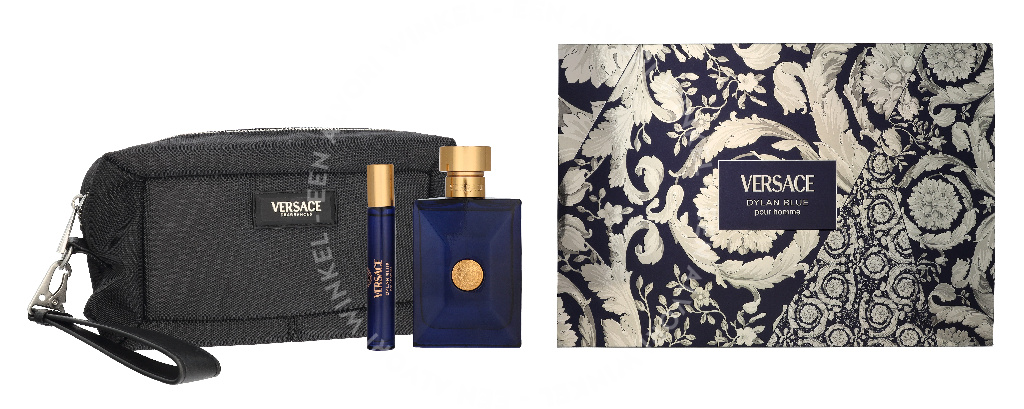 Versace Dylan Blue Pour Homme Giftset 110ml Edt Spray 100ml/Edt Spray 10ml/Black Trousse