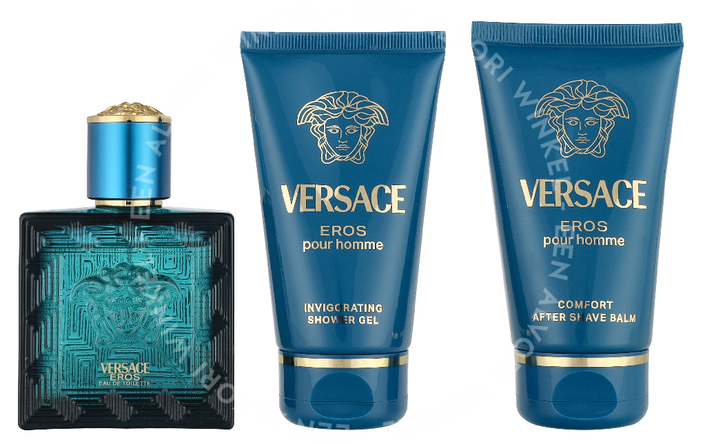 Versace Eros Pour Homme Giftset 150ml Edt Spray 50ml/Bath & Shower Gel 50ml/Aftershave Balm 50ml - Afbeelding 3