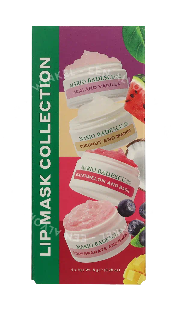 Mario Badescu Lip Mask Collection 32g 4x8gr - Acai And Vanilla/Coconut And Mango/Watermelon And Basil/Pomegranate And Guava - Afbeelding 2