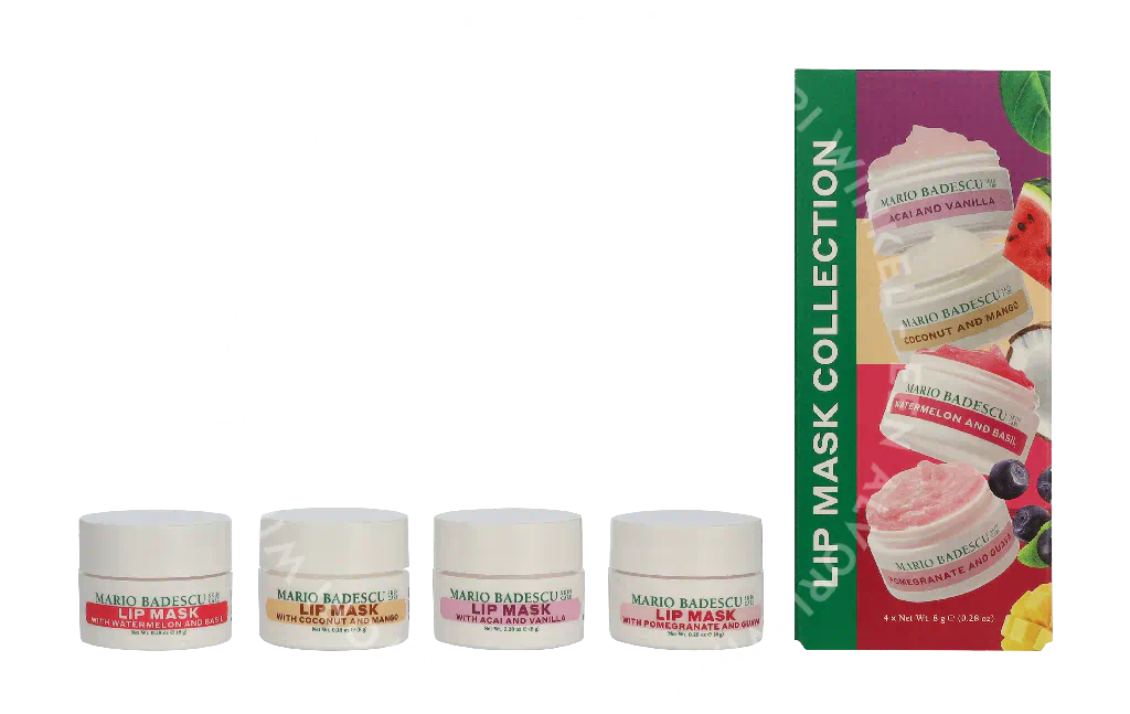 Mario Badescu Lip Mask Collection 32g 4x8gr - Acai And Vanilla/Coconut And Mango/Watermelon And Basil/Pomegranate And Guava