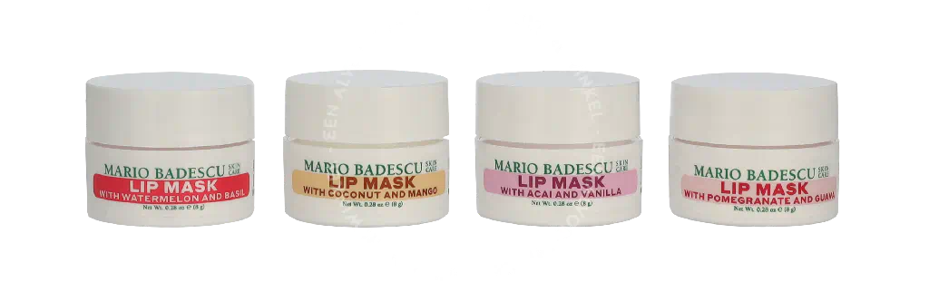 Mario Badescu Lip Mask Collection 32g 4x8gr - Acai And Vanilla/Coconut And Mango/Watermelon And Basil/Pomegranate And Guava - Afbeelding 3