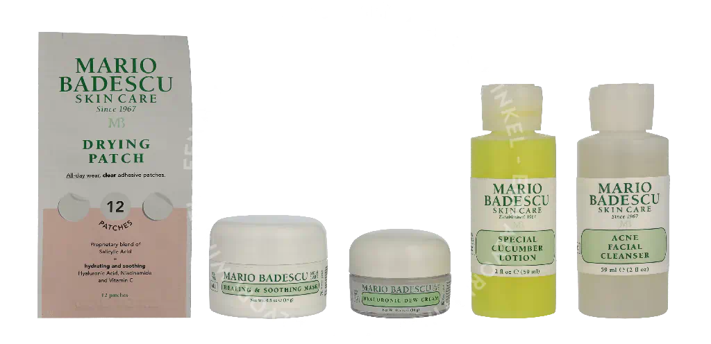 Mario Badescu Good Skin Is Forever & Clear Set 146ml Acne Facial Cleanser 59ml/Special Cucumber Lotion 59ml/Healing & Soothing Mask 14gr/Hyaluronic Dew Cream 14gr/12 Patches - Afbeelding 3