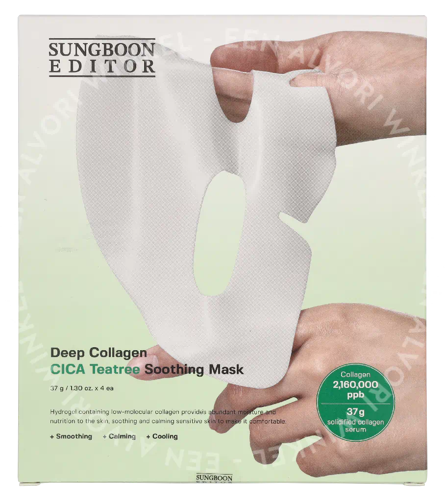 Sungboon Editor Deep Collagen Cica Teatree Soothing Mask 148g 37g x 4 pieces - Afbeelding 2