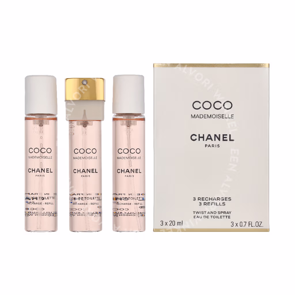 Chanel Coco Mademoiselle Giftset 60ml 3x Edt Spray Refill 20Ml - Twist and Spray - Purse Spray - Afbeelding 3