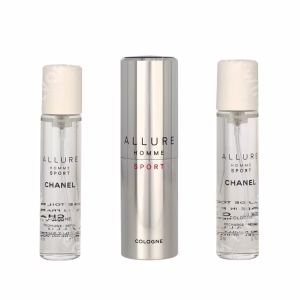 Chanel Allure Homme Sport Giftset 60ml Edt Twist and Spray 3 x 20ml, Cologne Travel Spray and 2x Refills