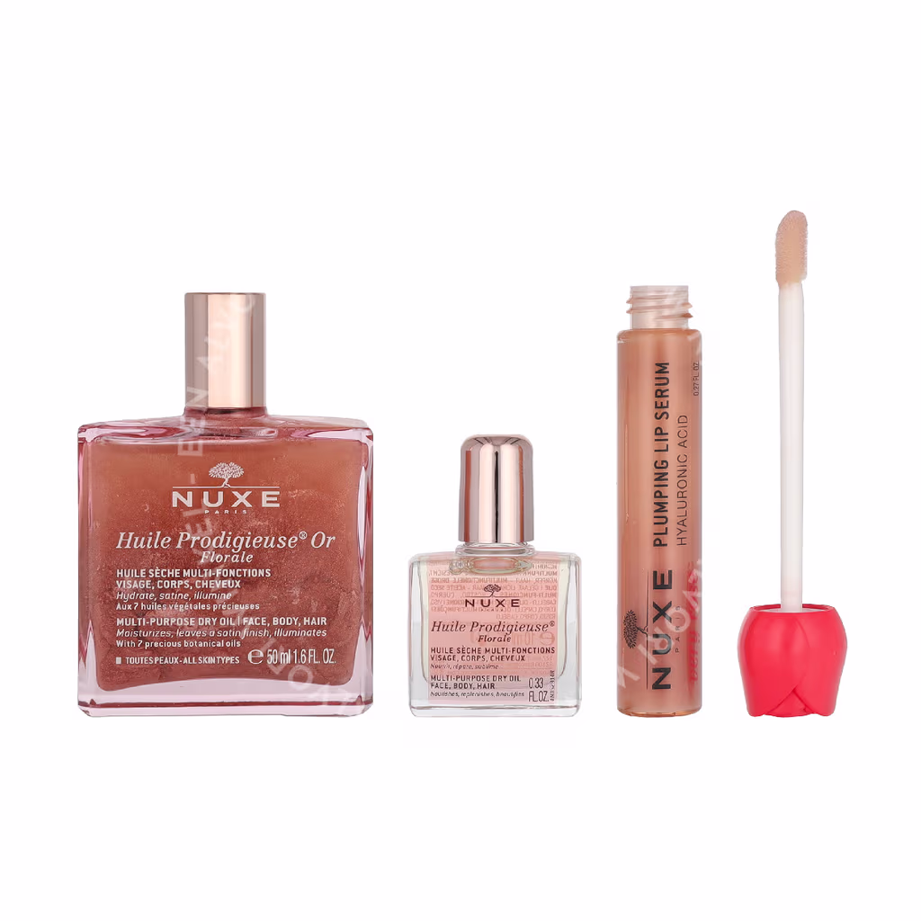 Nuxe Glow Huile Prodigieuse Floral 68ml Oil 50ml / Oil10ml / Plumping Lip Serum 8ml