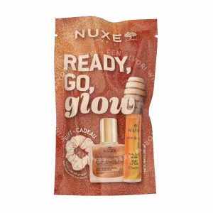 Nuxe Ready, Go, Glow Honey Set 20ml Lip Treatment 10ml/Dry Oil 10ml/Scrunchie