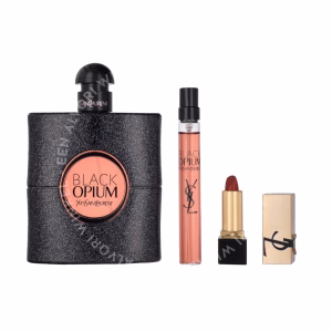 YSL Black Opium Giftset 101.3ml Edp Spray 90ml/Edp Spray 10ml/Rouge Mini Pur Couture Lipstick (Nu Muse)1,3g
