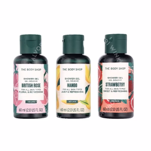 The Body Shop G1 Shower Gel Trio Set 180ml Pink Grapefruit Shower Gel 60ml/Strawberry Shower Gel 60ml/British Rose Shower Gel 60ml