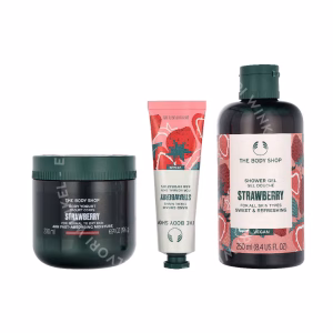 The Body Shop G3 Small Strawberry Giftset 140ml Hand Cream 30ml/Body Butter 50ml/Shower Cream 60ml