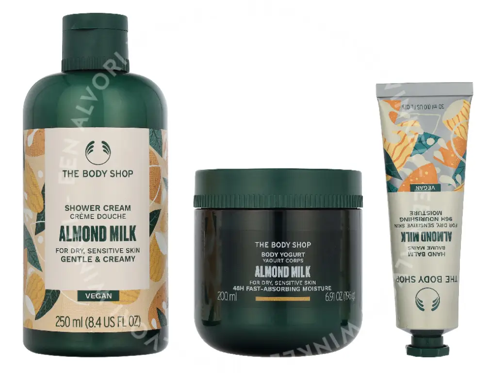 The Body Shop G3 Small Almond Milk Giftset 140ml Hand Cream 30ml/Body Butter 50ml/Shower Cream 60ml - Afbeelding 6