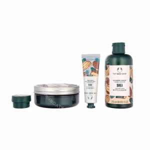 The Body Shop G4 Medium Shea Giftset 580ml Shower Cream 250ml/ Body Butter 200ml/Hand Balm 30ml/Body Mist 100ml/Large Bath Lily