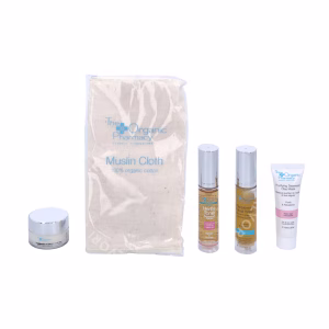 The Organic Pharmacy Clear Skincare Set 40ml Face Wash 10ml/Clay Mask 10ml/Face Cream 10ml/Toner 10ml/Cloth