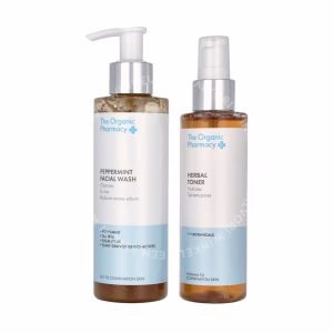 The Organic Pharmacy Hydra Cleanse Set 350ml Peppermint Face wash 200 ml/Herbal Toner 150 ml