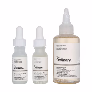 The Ordinary The Mini Icons Set 130ml Glycolic Acid Exfoliating Toner 100ml/Niacinamide 15ml/Hyaluronic Acid 15ml/4 Cotton Pads/Mesh Pouch