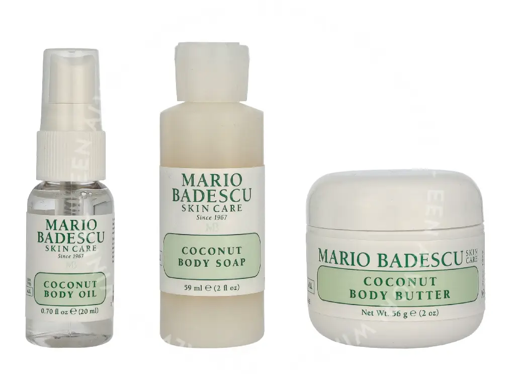 Mario Badescu Coconut Body Travel Trio Set 135ml Hydrating Shower Gel 59ml/Intense Hydrating Body Butter 56g/Nourishing Body Oil Spray 20ml - Afbeelding 3