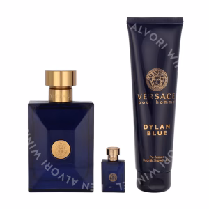 Versace Dylan Blue Pour Homme Giftset 255ml Edt Spray 100ml/Bath & Shower Gel 150ml/Edt 5ml