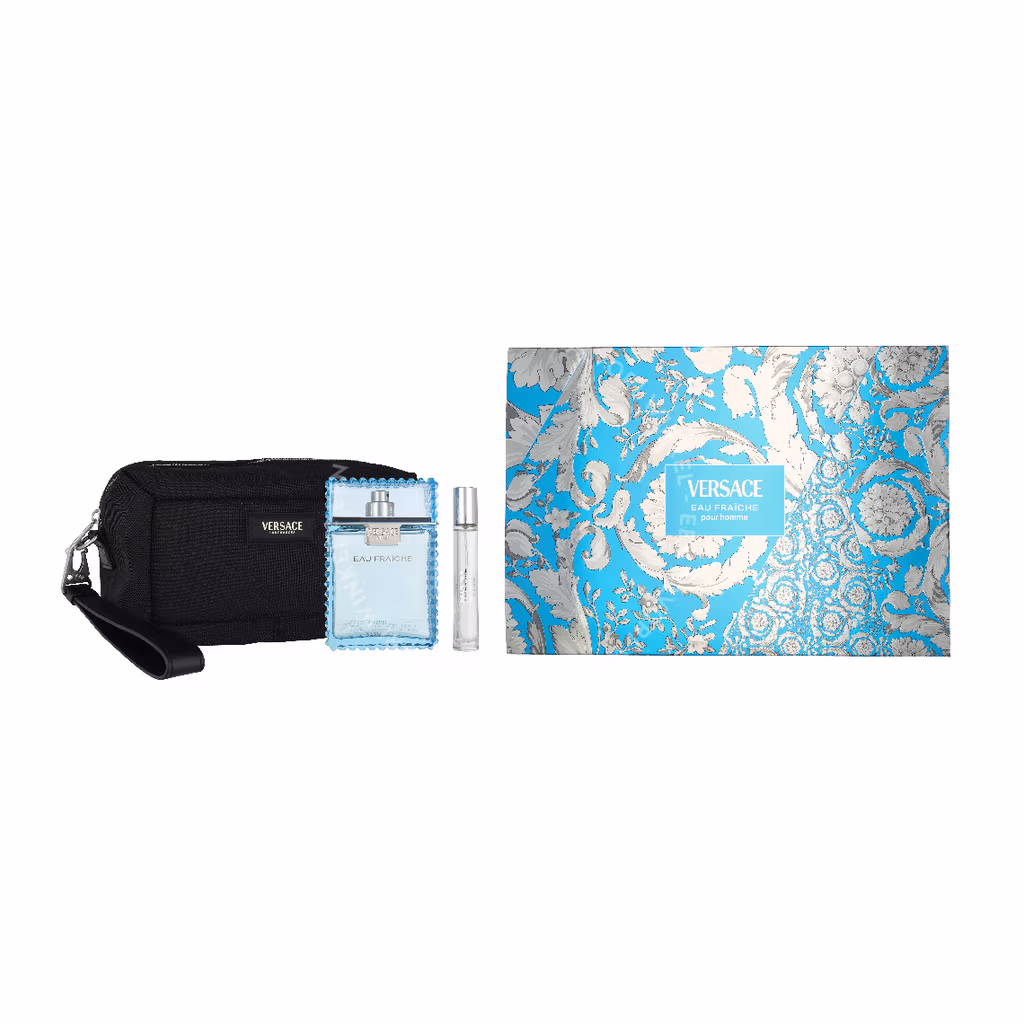 Versace Eau Fraiche Giftset 110ml Edt Spray 100ml/Edt Spray 10ml/Black Trousse - Afbeelding 3