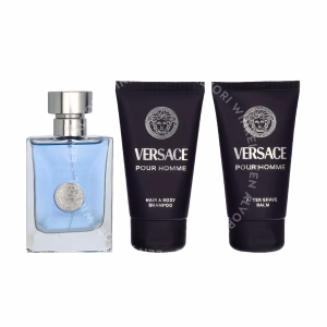 Versace Pour Homme Giftset 150ml Edt Spray 50ml/Aftershave Balm 50ml/Hair & Body Shampoo 50ml