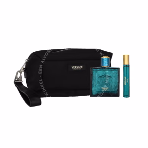 Versace Eros Pour Homme Giftset 110ml Edt Spray 100ml/ Edt Spray 10ml/ Black Trousse Bag