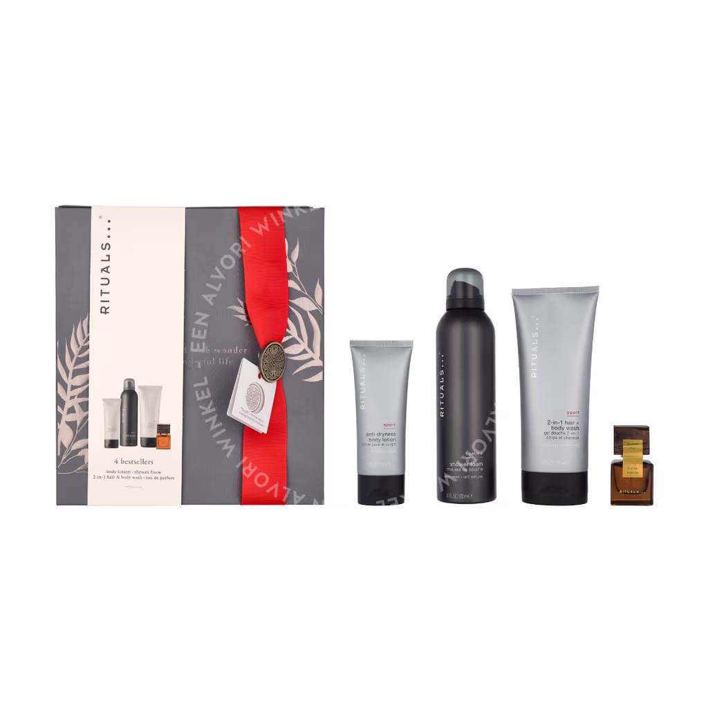 Rituals Homme Medium Set 485ml Sport Anti-Dryness Body Lotion 70ml/Sport 2-In-1 Shampoo & Body Wash 200ml/Edp 15ml/Shower Foam 200ml - Afbeelding 3