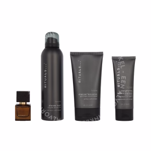 Rituals Homme Medium Giftset 410ml Charcoal Face Scrub 125ml/Shower Foam 200ml/Strengthening Caffeine Shampoo 70ml/Travel - L'Essentiel 15 ml