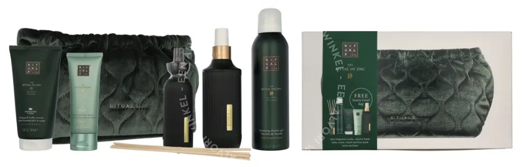 Rituals Jing Large Giftset 690ml Home Perfume 200ml/Body Cream 150ml/Foaming Shower Gel 200ml/Mini Fragrance Sticks 70ml/Night Hand & Foot Mask 70ml - Afbeelding 4