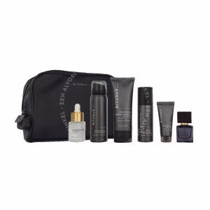 Rituals Homme Giftset 225ml Roi d’Orient 15 ml/Homme Shower Foam 50ml/Homme 24h Anti-Perspirant Spray 50ml/Namaste Hyaluronic Acid Natural Booster 20 ml/Homme 24h Hydrating Face Cream 20ml/Homme Strengthening Caffeine Shampoo 70ml/Homme Toiletry Bag