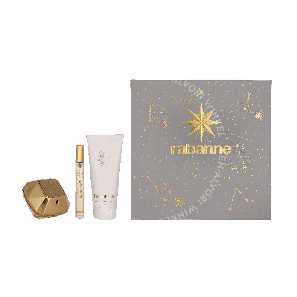 Paco Rabanne Lady Million Giftset 160ml Edp Spray 50ml/Lotion 100ml/Epd Spray 10ml