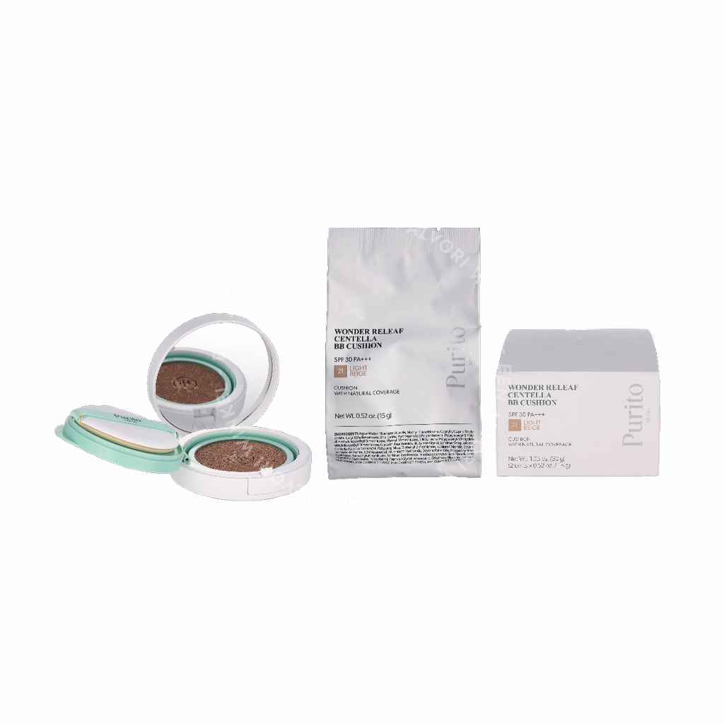 Purito Seoul Wonder Releaf Centella BB Cushion Duo Set 30g #21 Light Beige 2x15g
