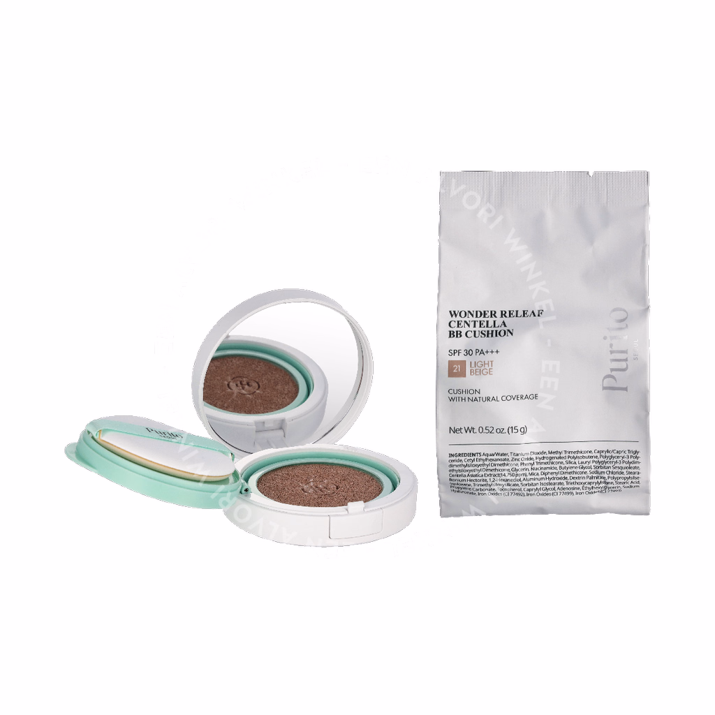 Purito Seoul Wonder Releaf Centella BB Cushion Duo Set 30g #21 Light Beige 2x15g - Afbeelding 3